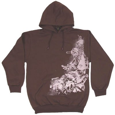 Nintendo Legend of Zelda History Collage Hooded Pullover Sweatshirt (Brown)