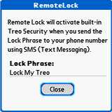 Remote Lock for Treo downloadable Software