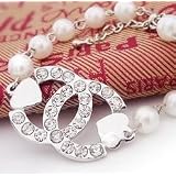 Pretty CC Pearls and Rhinestones Bracelet