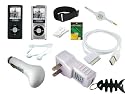 11 items Premium Bundle Kit for Apple ipod Nano Chromatic 4th Generation 8GB,16GB Series ,Includes: (Universal Car Charger + Universal Wall Charger +Straight usb cable + Black Silicone Case Cover +Clear Hard Crystal Case + 3.5mm~3.5mm White Retractable Auxiliary cable +Adjustable Armband + Blet Clip +White Stereo Headset + Screen Protector + Fishbone Style Keychain)
