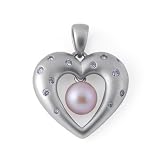 Freshwater Pearl Pendant with Diamond in 14K White Gold