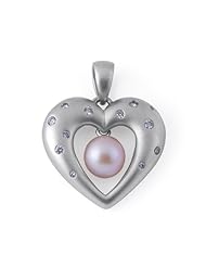 Freshwater Pearl Pendant with Diamonds in 14K White Gold (7.5-8mm)