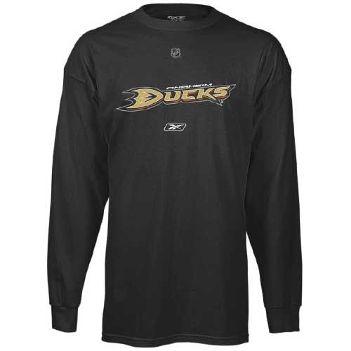 Reebok Anaheim Ducks Black Primary Logo Long Sleeve T-shirt (Large)