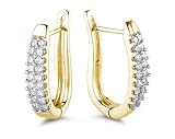 1.00CTW Diamond Hoop Earrings in Yellow Gold