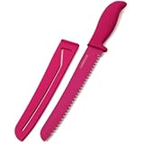 Farberware Resin Bread Knife with Sheath, 8-Inch, Dark Pink