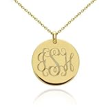 Gold Filled Disc Necklace with Personalized Monogram Engraving Pendant