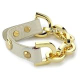 Leslie Danzis White Leather Adjustable Gold Li