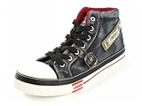 Arider MN-07 Man's Stone-Washed Denim Fashion Sneaker - Black Red