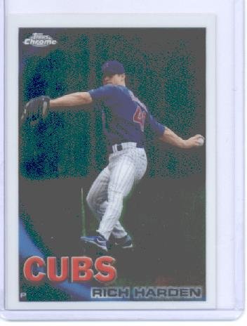 2010 Topps Chrome Baseball Card # 47 Rich Harden - Chicago Cubs - MLB Trading Card in Screwdown Case