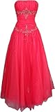Beaded Mesh Fairy Prom Dress Formal Ball Gown, Medium, Fuchsia