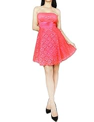 Strapless Lace Spring Summer Fall Winter Short Acrylic/Cotton/Nylon/Polyester/Rayon/Spandex/Viscose/Wool Bridesmaid Dress/Prom Dress 