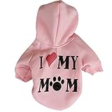 Ollypet Winter/ Fall Collection Pink Hoodie "I Love My Mom" Sweater for Small Dogs S
