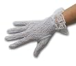 Ladies Wrist Length Stretch Lace Gloves with Ruffle White or Ivory
