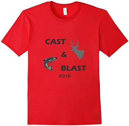 Men's Cast and Blast - Deer Hunting and Fishing T-Shirt Large Red