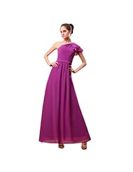 One Shoulder Belted Chiffon Evening Dress 