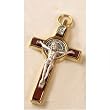 Wood Inlay and Black Trim Saint Benedict Crucifix - 3" Height - Latin Cross - Pendant - Made in Italy