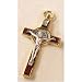 Wood Inlay and Black Trim Saint Benedict Crucifix - 3" Height - Latin Cross - Pendant - Made in Italy