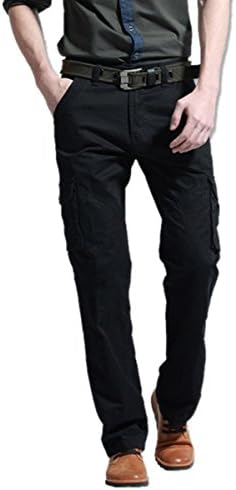 YANJ Men's Cotton Military Cargo Combat Work Causal Pants Trousers -black-31