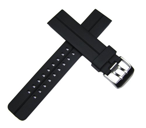 22mm Black Italian Rubber Watch Band for Luminox, Breitling, Omega, Swiss Army & More