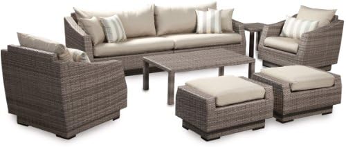 RST Brands 8-Piece Cannes Sofa and Club Chair Deep Seating Group Patio Furniture Set, Slate Gray