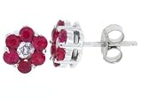 0.79Ct Ruby and Diamond Stud Earrings in 14Kt White Gold