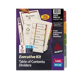 Avery Ready Index Table of Contents Dividers 5-Tab - Dividers - 5 pcs.