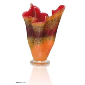 Murano handblown vase, 'Red Handkerchief'