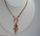 GEMSTONES NECKLACES ,GOLD PLATED, QUARTZ SWAROVSKY,JP618