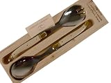 White Ivory Color Handles Laguiole French 2 piece salad server set in gift box French import