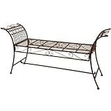 Oriental Furniture Rustic Decorative Garden Bench - Rust Patina