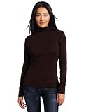 IMAGE OF Lilla P Women's Classic Long Sleeve Ruched Raglan Turtleneck Top, Chocolate, Large