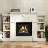 Mallory Gel Fireplace with Bookcases - Antique White