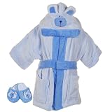 Toddler Little Boys Gift BLUE BEAR Robe Slipper Set BT KIDS Boy 2-7