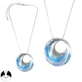 SG Paris Necklace 40cm + Ext Rhodium Comb Blue Ble Clai/Aqua/Lt Sap Necklace Necklace Enamel/Metal Summer Women Fashion Metal Fashion Jewelry / Hair Accessories Geometric Form