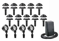 Intermatic LX19414T Malibu Outdoor Lighting Kit with Ten Path Lights, Four FloodLights, and 60-Watt Power Pack, Black