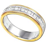 14Kt Two Tone Baguette Cut Ladies Diamond Wedding Band