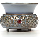 Hosley Candle Company Blue Ceramic Electric Fragrance Warmer. Ideal for spa and aromatherapy. Use with HOSLEY brand wax melts / cubes, essential oils and fragrance oils.