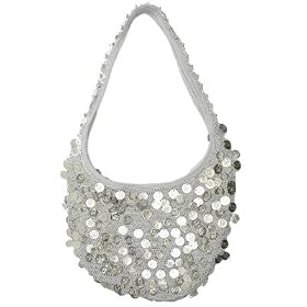 Sequin Handbag - Big Hobo Style by Denise Grace - silver color
