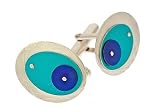 Handmade turquoise aluminium, blue titanium and sterling silver limited edition cufflinks