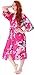 Simplicity Women's Classic Satin Peacock Floral Print Kimono Style Robe w/ Pockets