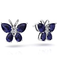 Genuine Sapphire 14kt White Gold Butterfly Earrings