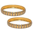Gold and Rodium Plated Bangle Bracelets Pair Womens Costume Jewelry in Indian-Style 2.3 inches