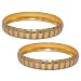 Gold and Rodium Plated Bangle Bracelets Pair Womens Costume Jewelry in Indian-Style 2.3 inches
