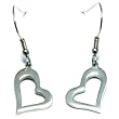 Slanted Heart Shaped Charm Style Earrings Stainless Steel Heart Earrings Dangle Design Heart Shapped Earrings for Women for Girls for Kids