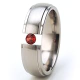 New 6mm Titanium Tension Set Ring, Red Ruby Bands, Free Sizing 4.5-11