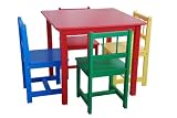Beck Childrens Primary Color Wooden Table with Four Chairs