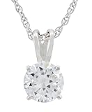 Platinum Plated Sterling Silver Round-Cut Cubic Zirconia Pendant Necklace, 18"