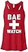 Bae Watch Lifeguard Funny Women's Bay Flowy Racerback Tank Top Shirt