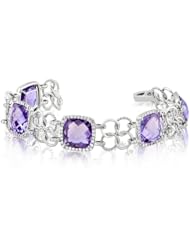 14K White Gold 2.18ct Diamond and Amethyst Bracelet