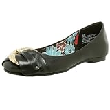 MIA Womens Gold Rush Flat,Black Leather,8 M